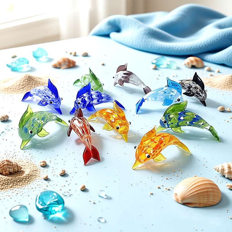 Marine Aquarium Europe - Handgemaakte mini glazen dolfijn figuurtje kleurrijk